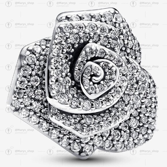 Pandora Sparkling Rose in Bloom Oversized Charm|Pendant - Picture 1 of 2